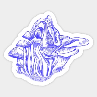 Blue Mushrooms Swirl Sticker